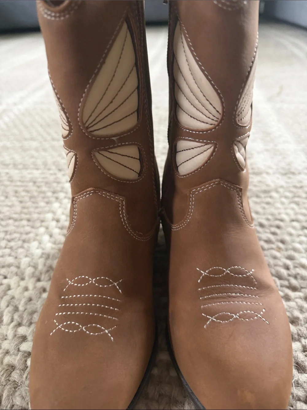 Brown Western-Inspired Leather Ankle Boots